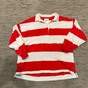 Aerie Red and White Striped Shirt